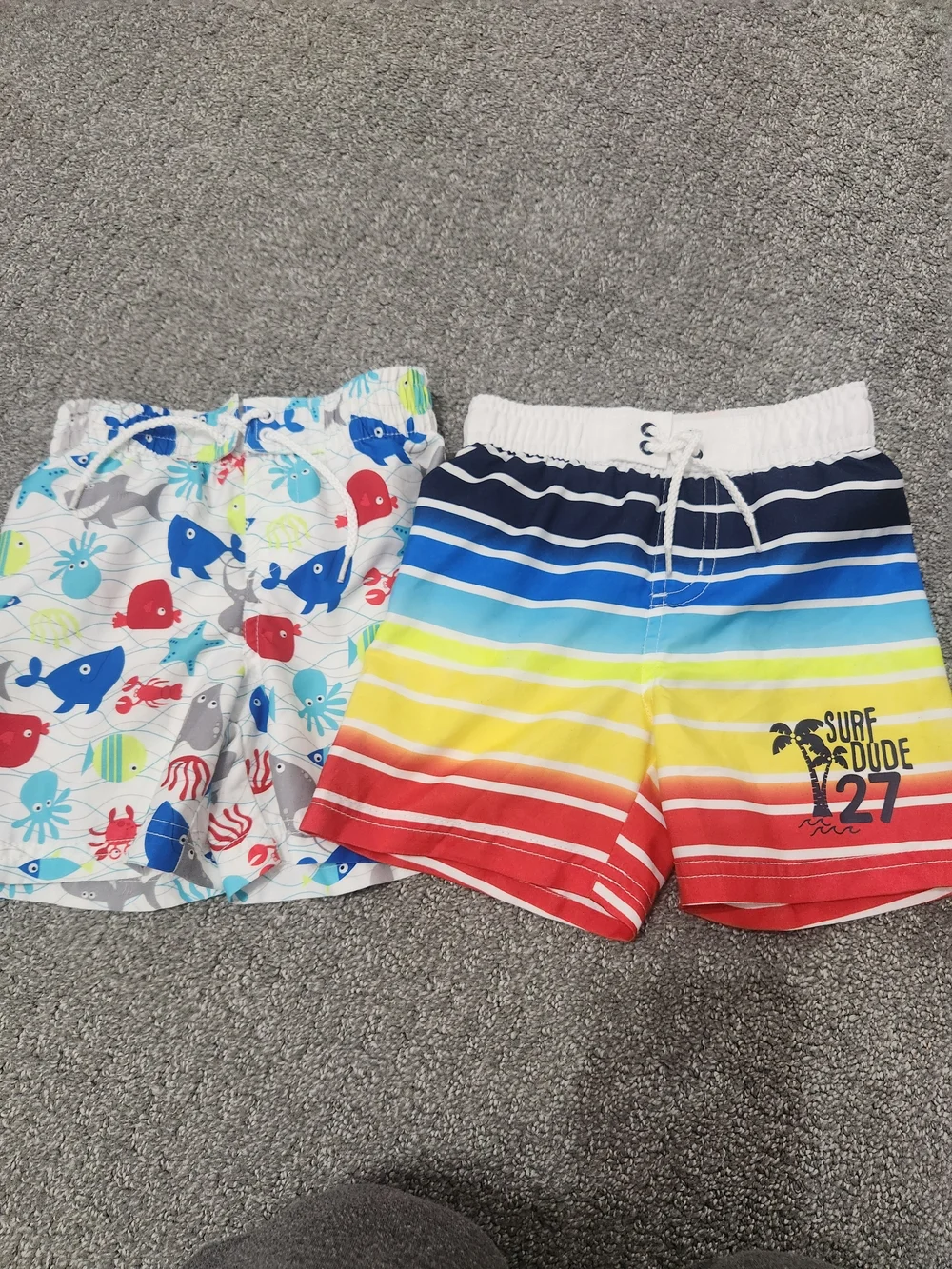 Koala Kids Rainbow Stripe Surf Swim Shorts & FISH 12-18mth